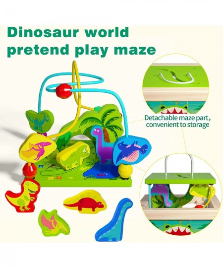 Wooden Baby Activity Cube for Toddlers 1-3 Montessori Toys Bead Maze Dinosaur Center Blocks Shape Sorter Learning Toys 12-18 ...