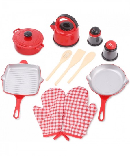 Kitchen Cookware Pots and Pans Plastic Pretend Playset for Kids - Grill Pan Kettle Cooking Utensils Set Salt and Pepper Shake...