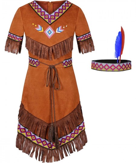 Girls Native American Costume Indian Fancy Dress for Halloween Mardi Gras Dress Up $26.93 - Kids' Costumes