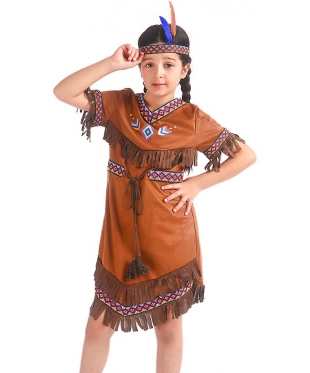 Girls Native American Costume Indian Fancy Dress for Halloween Mardi Gras Dress Up $26.93 - Kids' Costumes