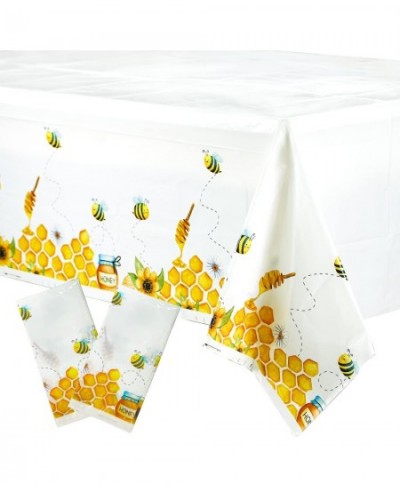 Bee Party Tablecloth - 2 Pack 108'' x 54" Bee Birthday Party Supplies for Bumblebee Themed Honey Bee Day Baby Shower Party De...