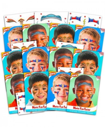 Face Tattoos for Kids Halloween Face Painting Party Favors ~ 12 Pack Animal Tigers Sharks and Superheroes Temporary Tattoos f...