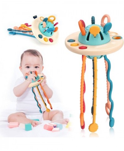 Baby Sensory Toys for 18M+ Toddler Travel Toys UFO Food Grade Silicone Pull String Activity Toy with Simple Bubble & Sliding ...