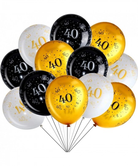 45 Piece 12 Inch 40th Birthday Party Latex Balloons Birthday Forty Anniversary Party Decoration White Gold Black Theme Party ...