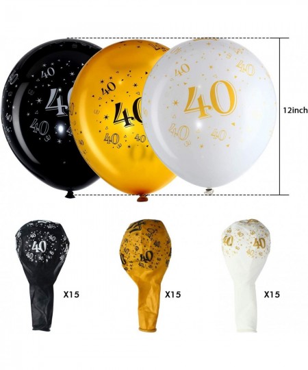 45 Piece 12 Inch 40th Birthday Party Latex Balloons Birthday Forty Anniversary Party Decoration White Gold Black Theme Party ...