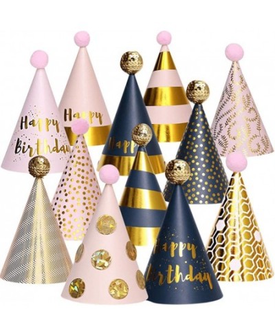 Birthday Party Hats - Fun Celebration Kit of 12 Gold Happy Birthday Cone Party Hats for Kids Birthday Party - Birthday Party ...