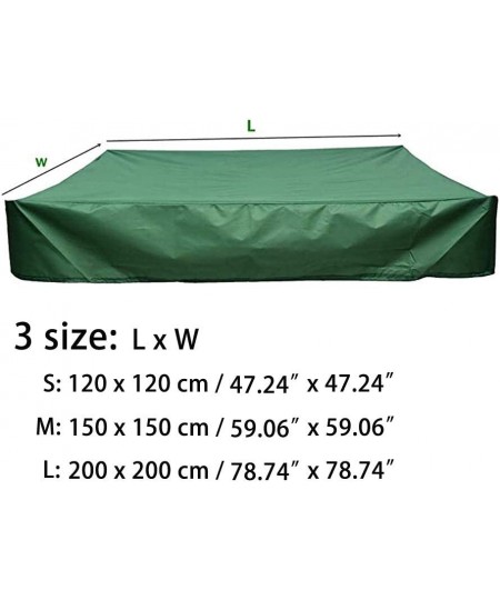 Sandbox Cover with Drawstring Square Dustproof Protection Beach Sandbox Canopy Waterproof Sandpit Pool Cover (Green 78.74" x ...