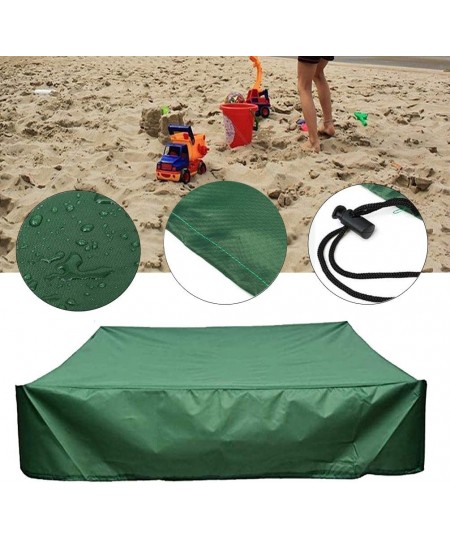 Sandbox Cover with Drawstring Square Dustproof Protection Beach Sandbox Canopy Waterproof Sandpit Pool Cover (Green 78.74" x ...