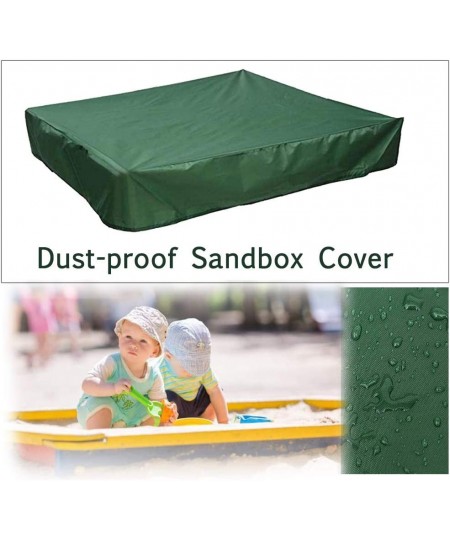 Sandbox Cover with Drawstring Square Dustproof Protection Beach Sandbox Canopy Waterproof Sandpit Pool Cover (Green 78.74" x ...