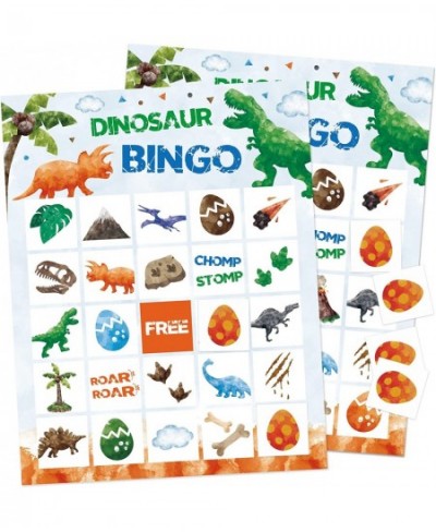 Watercolor Dinosaur Birthday Bingo Game - 24 Players Dinosaur Birthday Party Games for Kids Boys Dino Theme Bingo Cards Set f...