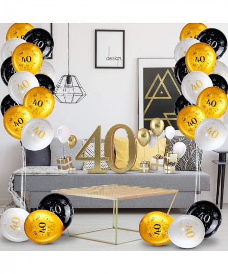 45 Piece 12 Inch 40th Birthday Party Latex Balloons Birthday Forty Anniversary Party Decoration White Gold Black Theme Party ...