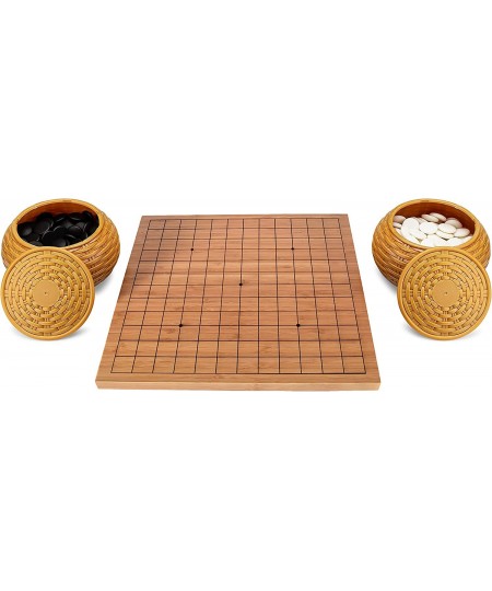 Beginner’s Go Game Set with Reversible Bamboo 13 x 13 / 9 x 9 Grid Go Board Bowls & Single Convex Melamine Stones $84.34 - Bo...