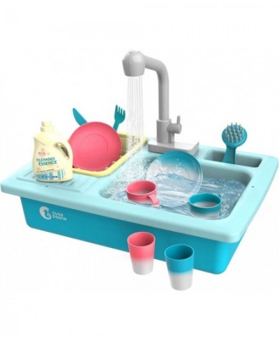 Color Changing Kitchen Sink Toys Children Heat Sensitive Electric Dishwasher Playing Toy with Running Water Automatic Water C...