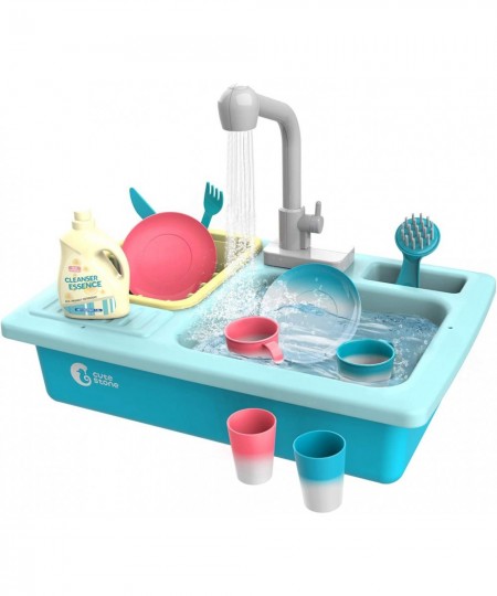 Color Changing Kitchen Sink Toys Children Heat Sensitive Electric Dishwasher Playing Toy with Running Water Automatic Water C...