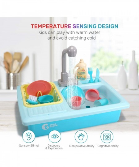 Color Changing Kitchen Sink Toys Children Heat Sensitive Electric Dishwasher Playing Toy with Running Water Automatic Water C...