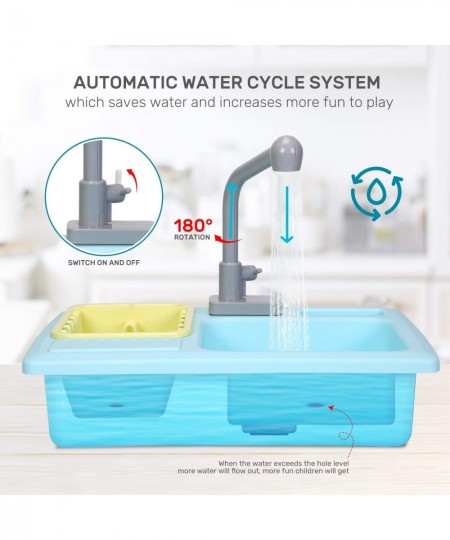 Color Changing Kitchen Sink Toys Children Heat Sensitive Electric Dishwasher Playing Toy with Running Water Automatic Water C...