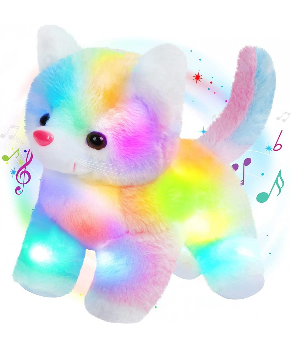 12’’ Light up Singing Rainbow Cat Stuffed Animals with LED Night Light Lullaby Glow in Dark Musical Soft Kitty Plush Snuggle ...