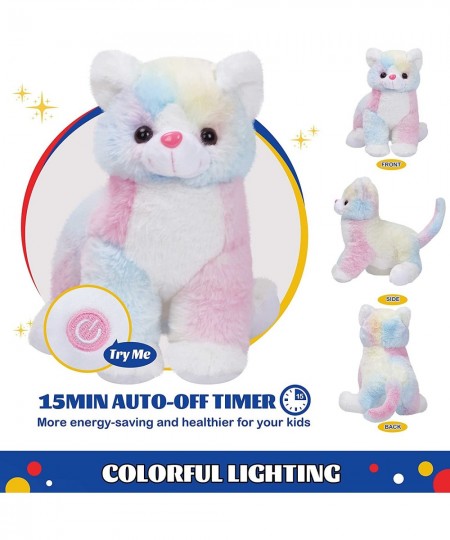 12’’ Light up Singing Rainbow Cat Stuffed Animals with LED Night Light Lullaby Glow in Dark Musical Soft Kitty Plush Snuggle ...