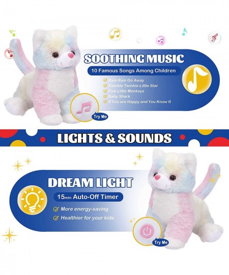 12’’ Light up Singing Rainbow Cat Stuffed Animals with LED Night Light Lullaby Glow in Dark Musical Soft Kitty Plush Snuggle ...