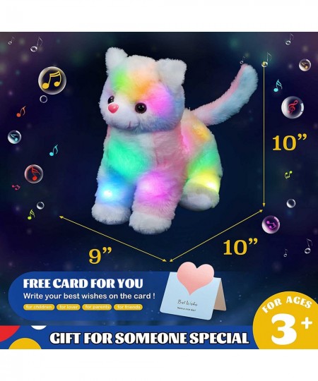 12’’ Light up Singing Rainbow Cat Stuffed Animals with LED Night Light Lullaby Glow in Dark Musical Soft Kitty Plush Snuggle ...