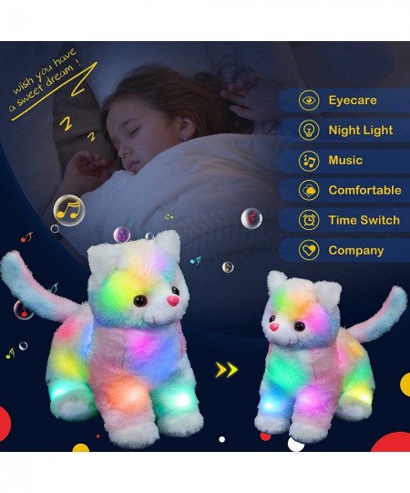 12’’ Light up Singing Rainbow Cat Stuffed Animals with LED Night Light Lullaby Glow in Dark Musical Soft Kitty Plush Snuggle ...