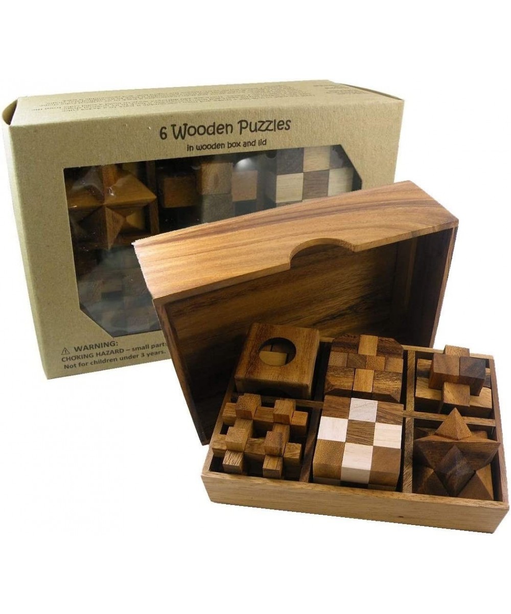 6 Wooden Puzzle Gift Set in A Wood Box - 3D Unique IQ Puzzles $50.46 - Brain Teaser Puzzles