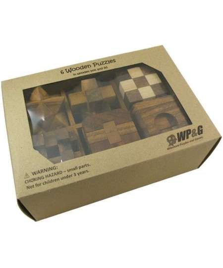 6 Wooden Puzzle Gift Set in A Wood Box - 3D Unique IQ Puzzles $50.46 - Brain Teaser Puzzles