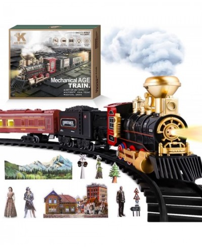 Train Set - Electric Train Toy for Boys Girls with Smoke Lights & Sound Railway Kits with Steam Locomotive Engine 4pcs Train ...