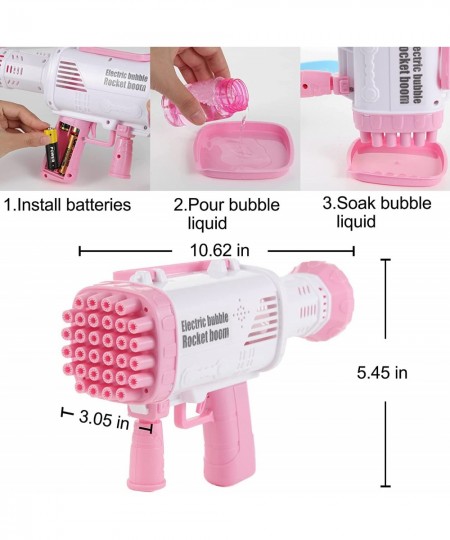 Outdoor Kids Toys Bazooka Bubble Gun Bubble Maker Blaster Machine with 32 Holes & LED Light Summer Toy for Boys Girls 32 Age ...