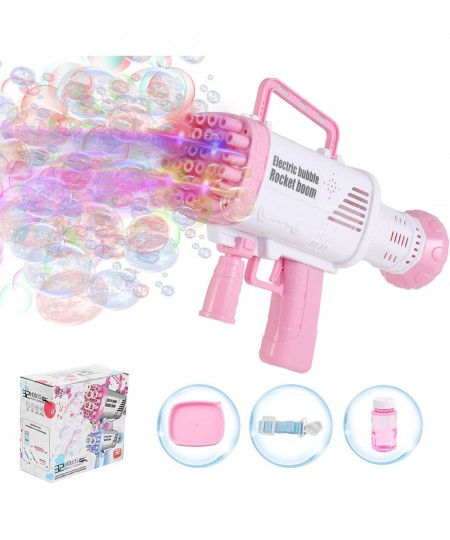 Outdoor Kids Toys Bazooka Bubble Gun Bubble Maker Blaster Machine with 32 Holes & LED Light Summer Toy for Boys Girls 32 Age ...