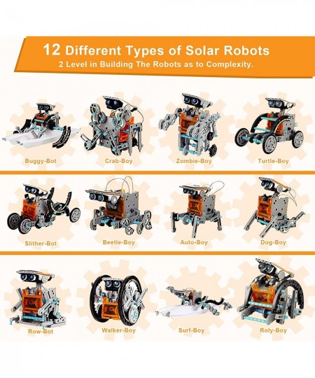 12-in-1 STEM Solar Robot Kit Solar Powered Robotics Science Engineering Building Projects Educational Toys for Kids Boys 8 9 ...