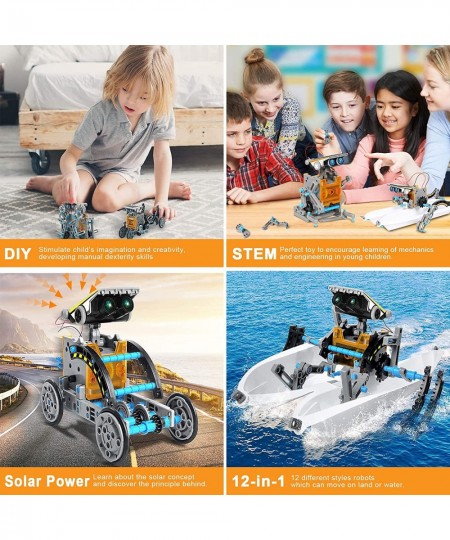 12-in-1 STEM Solar Robot Kit Solar Powered Robotics Science Engineering Building Projects Educational Toys for Kids Boys 8 9 ...