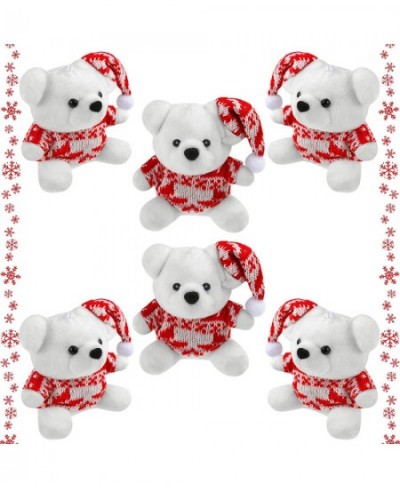 6 Pieces Frosty Stuffed Animal Bear Plush Toy with Scarf for Boys and Girls 3.9 Inch Soft Cute Stuffed Dolls for Birthday Chr...