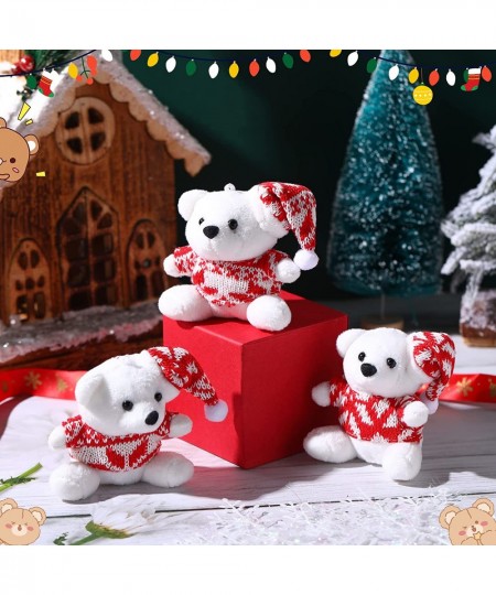 6 Pieces Frosty Stuffed Animal Bear Plush Toy with Scarf for Boys and Girls 3.9 Inch Soft Cute Stuffed Dolls for Birthday Chr...