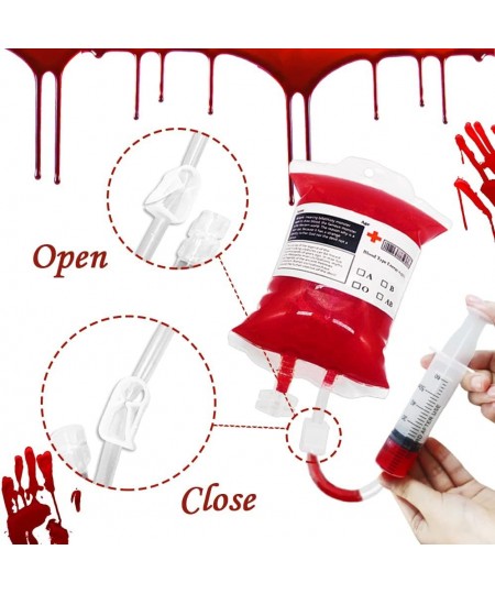 20 Pack Blood Bags for Drinks Halloween Blood IV Drink Bag Reusable Drink Pouches Containers with Syringe and Clips for Hallo...