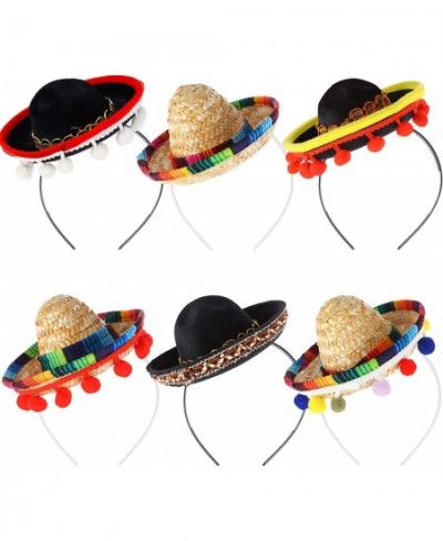 6 Pcs Mini Mexican Hats Sombrero Party Hats Mini Straw Hat for Fiesta Carnival Mexican Theme Party Decorations Dogs Cats Part...