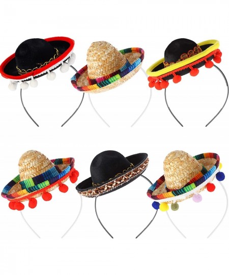 6 Pcs Mini Mexican Hats Sombrero Party Hats Mini Straw Hat for Fiesta Carnival Mexican Theme Party Decorations Dogs Cats Part...