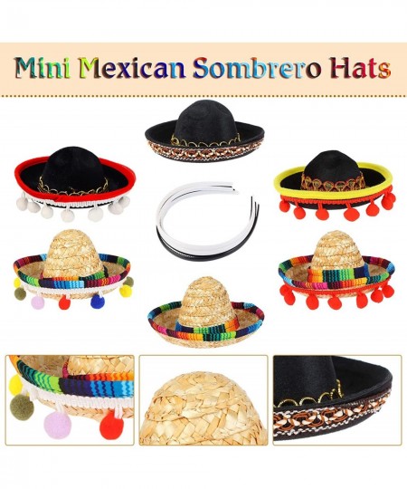 6 Pcs Mini Mexican Hats Sombrero Party Hats Mini Straw Hat for Fiesta Carnival Mexican Theme Party Decorations Dogs Cats Part...