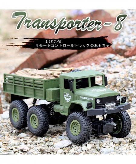 RC Military Truck RC Car 4WD 2.4Ghz Radio Controlled RC Lorry Vehicles Six-Wheel Rechargeable Batteries Great Gift for Kids B...