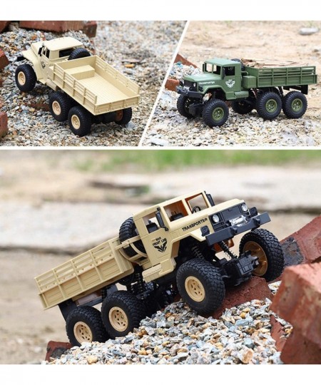 RC Military Truck RC Car 4WD 2.4Ghz Radio Controlled RC Lorry Vehicles Six-Wheel Rechargeable Batteries Great Gift for Kids B...