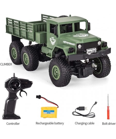 RC Military Truck RC Car 4WD 2.4Ghz Radio Controlled RC Lorry Vehicles Six-Wheel Rechargeable Batteries Great Gift for Kids B...