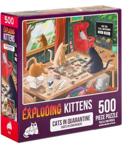 Exploding Kittens 500 Piece Jigsaw Puzzle | Cats in Quarantine Jigsaw Puzzles for Adults Cat Puzzle Quarantine Puzzle $20.51 ...