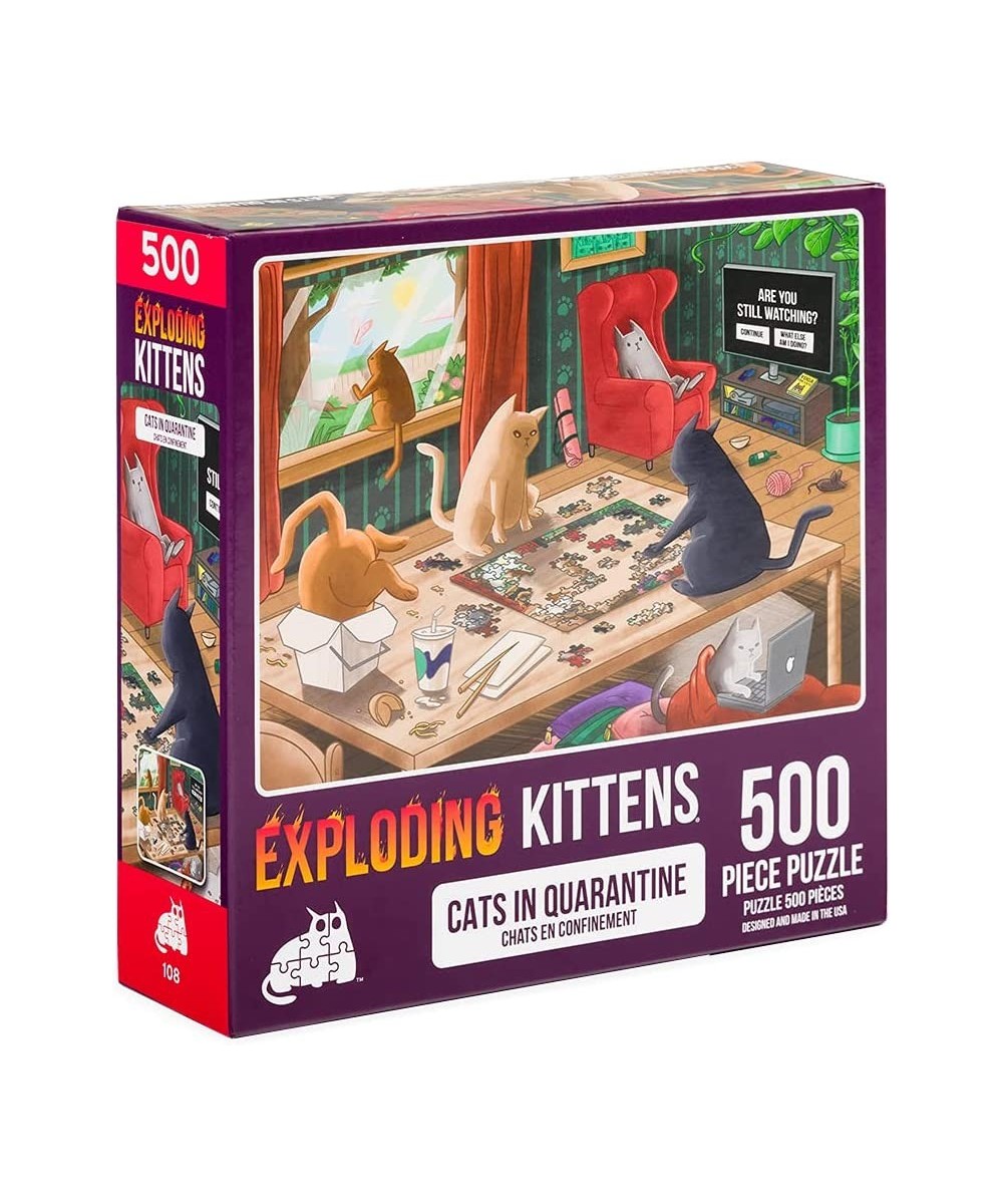 Exploding Kittens 500 Piece Jigsaw Puzzle | Cats in Quarantine Jigsaw Puzzles for Adults Cat Puzzle Quarantine Puzzle $20.51 ...