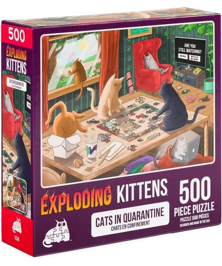 Exploding Kittens 500 Piece Jigsaw Puzzle | Cats in Quarantine Jigsaw Puzzles for Adults Cat Puzzle Quarantine Puzzle $20.51 ...