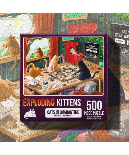 Exploding Kittens 500 Piece Jigsaw Puzzle | Cats in Quarantine Jigsaw Puzzles for Adults Cat Puzzle Quarantine Puzzle $20.51 ...