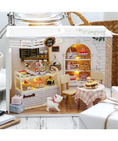 Dollhouse Miniature DIY House Kit Creative Room with Furniture and Glass Cover for Romantic Artwork Gift(Diary of Cake) $31.6...