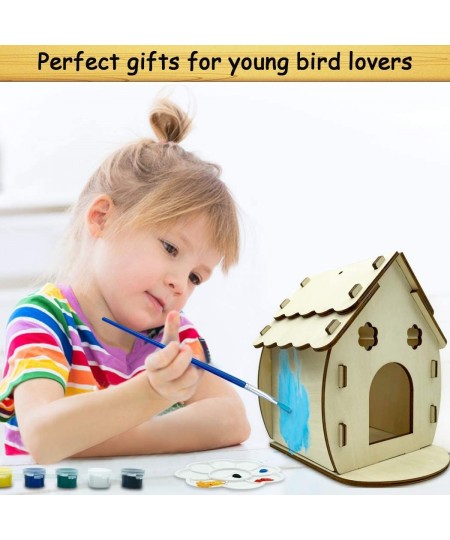 2-Pack Bigger Thicker DIY Wooden Birdhouse Kits for Kids to Build and Paint for Outdoors Backyard Includes Paints Brushes Gar...