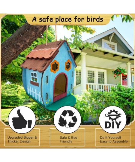 2-Pack Bigger Thicker DIY Wooden Birdhouse Kits for Kids to Build and Paint for Outdoors Backyard Includes Paints Brushes Gar...