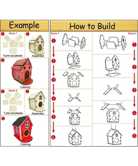 2-Pack Bigger Thicker DIY Wooden Birdhouse Kits for Kids to Build and Paint for Outdoors Backyard Includes Paints Brushes Gar...