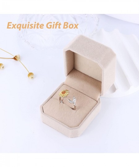 S925 Sterling Silver Fidget Rings for Daughter Adjustable You Are My Sunshine Stress Relieving Anxiety Ring Christmas Gift Je...